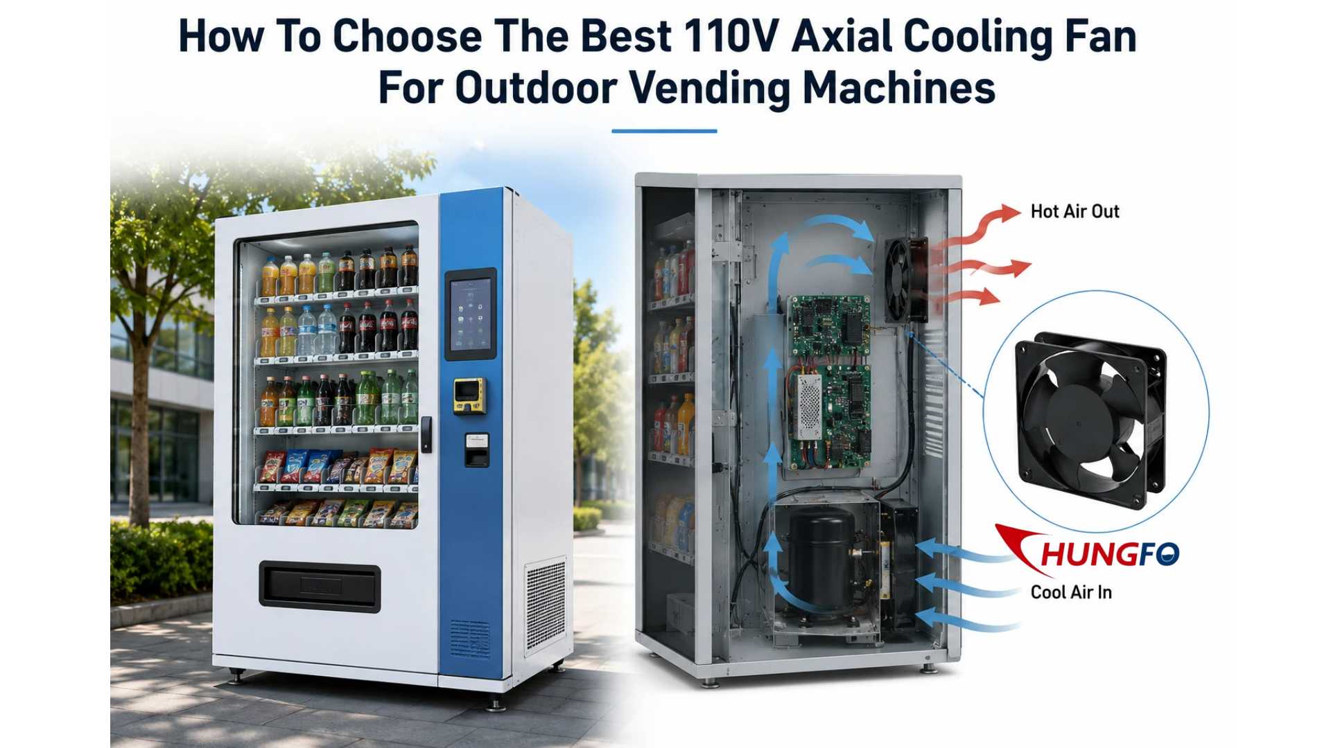 Como escolher o melhor ventilador de refrigeração axial 110V para máquinas de venda automática ao ar livre